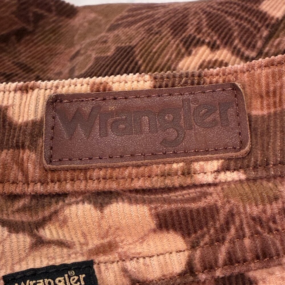 WRANGLER "Fierce Flare" Hi-Rise Floral Cords Flare/Bell Jeans Brown/Tan Women 14 - Picture 12 of 14